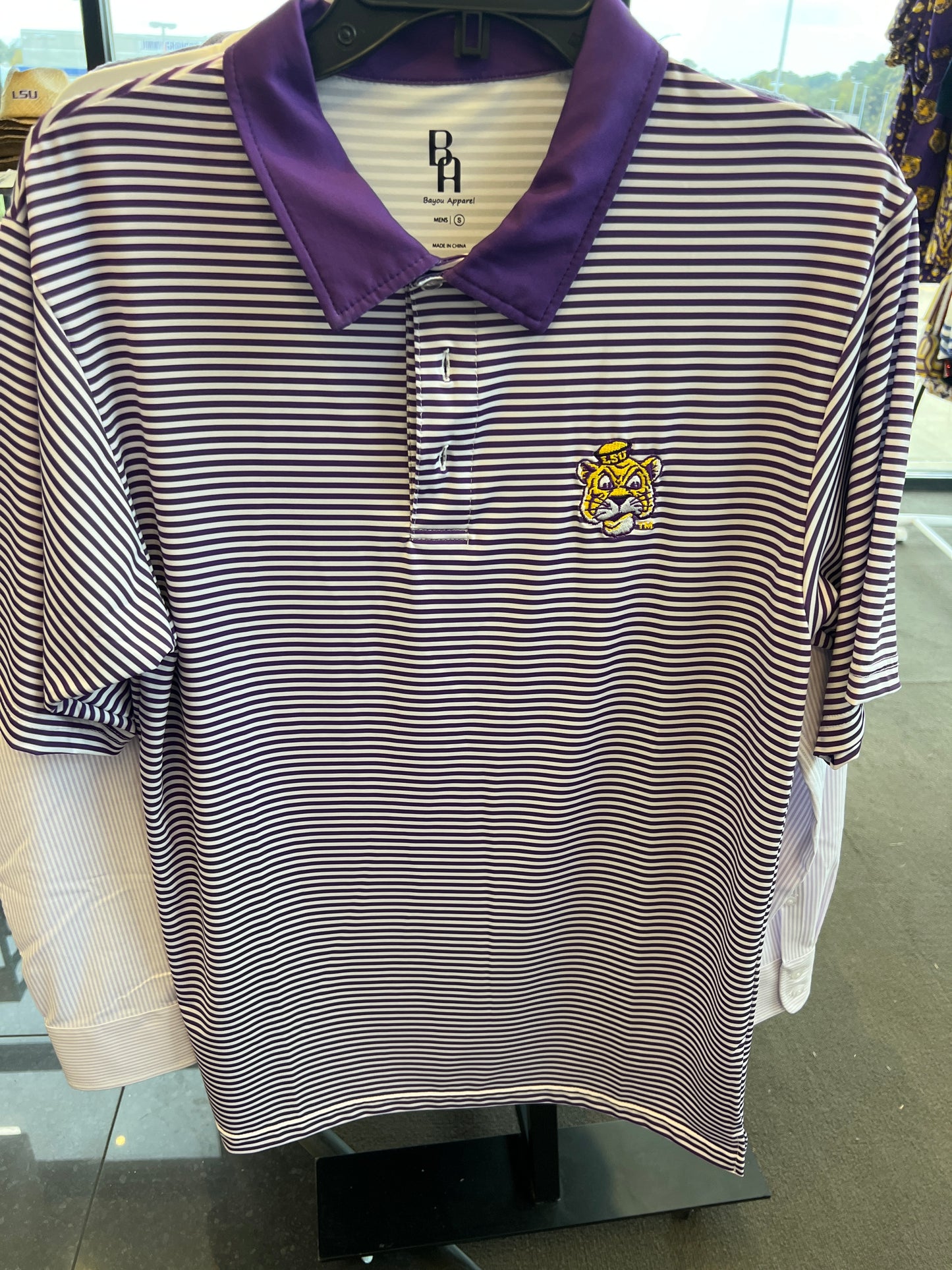 Men Purple Striped Polo