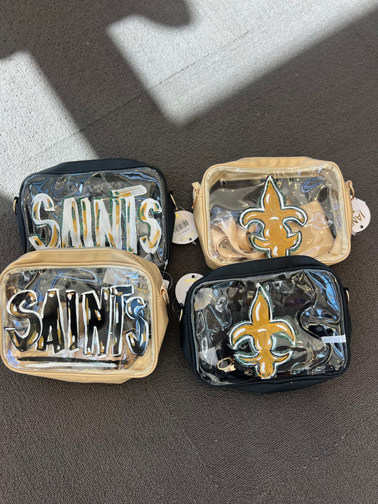 Lauren Ross Saints Gold Clear Purse