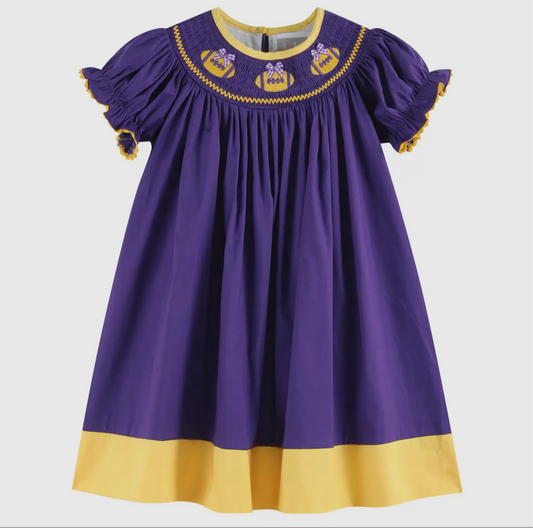 LSU Football Smocked Bishop Dress