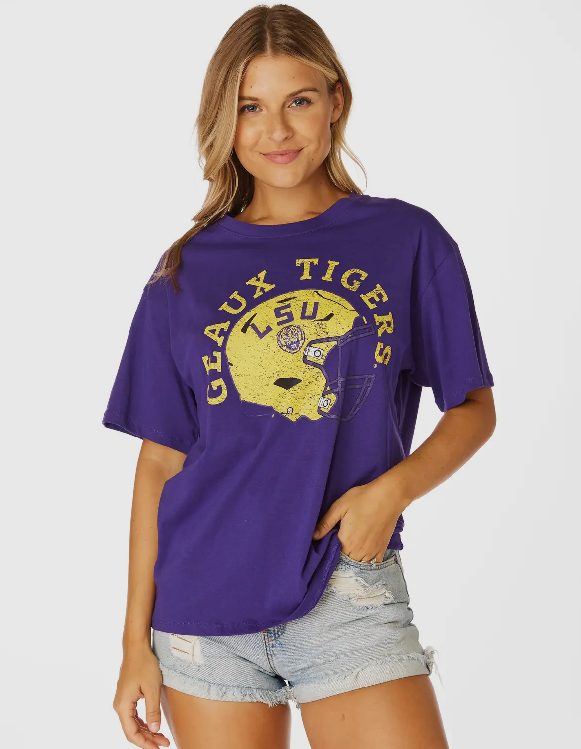 Geaux Tigers Helmet Purple Tshirt