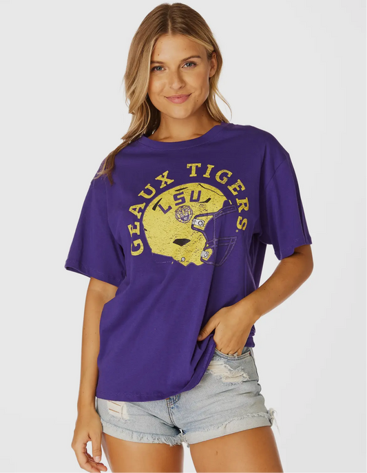 Geaux Tigers Helmet Purple Tshirt