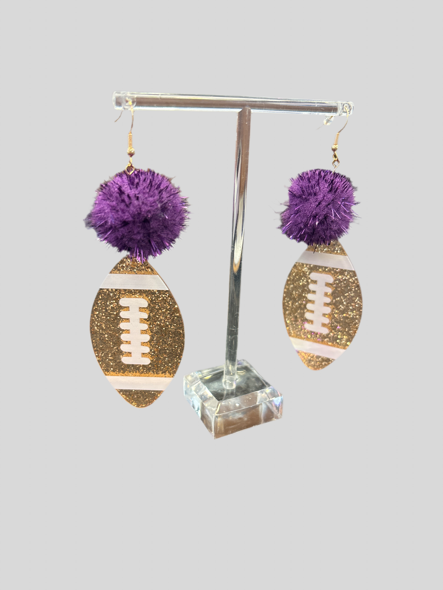 Purple Pom Football Earring