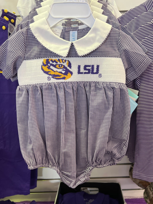 Boys LSU gingham bubble