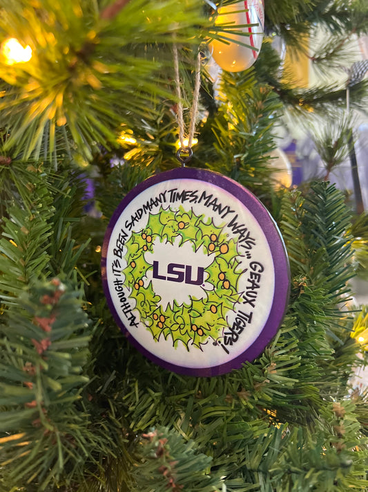 Wreath Lsu Ornament