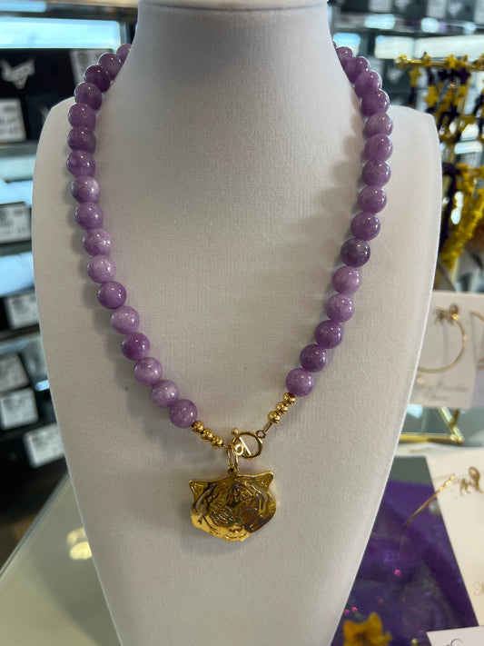 MCS LIGHT  PURPLE STONE NECKLACE