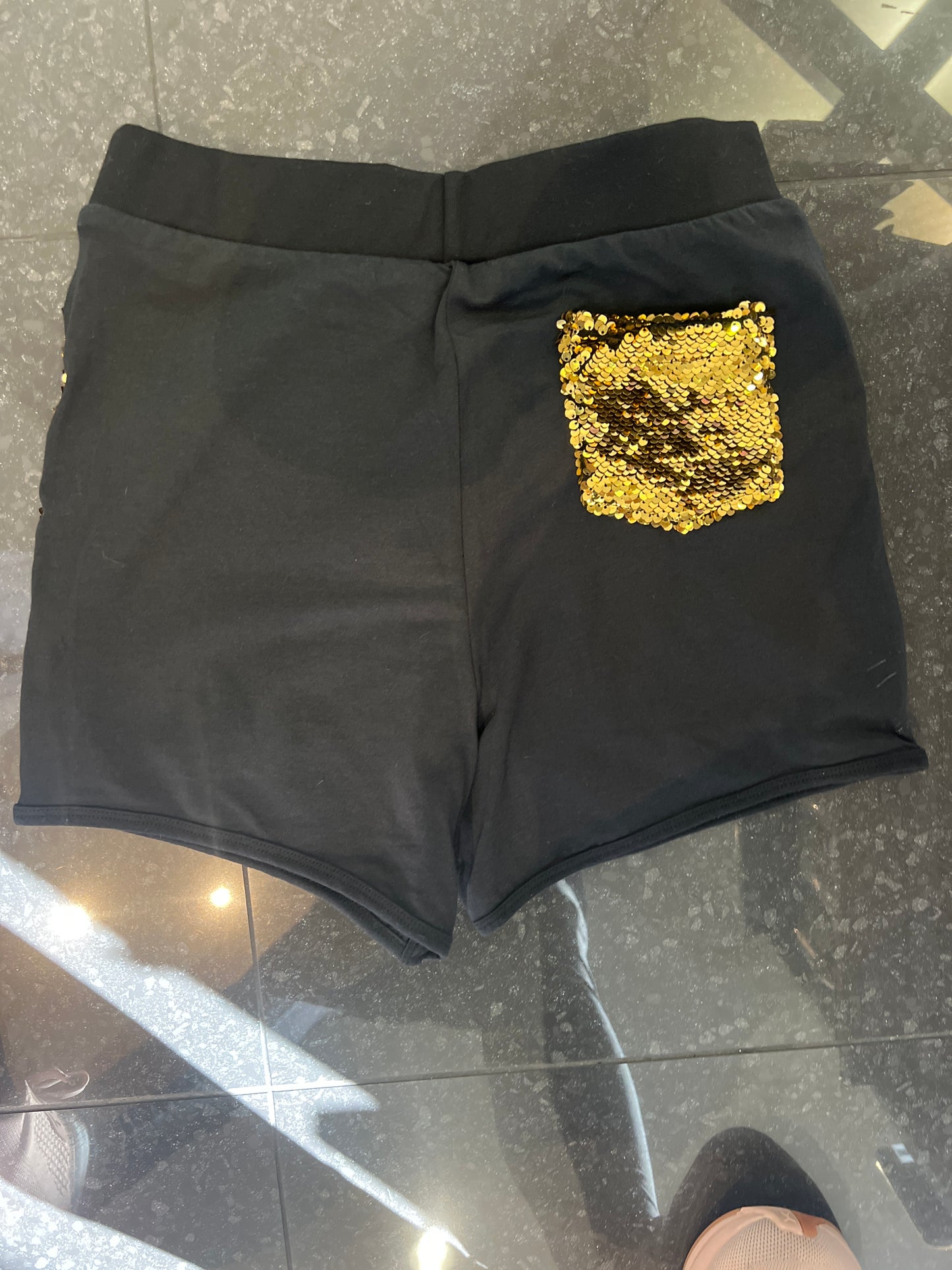 Sequin Black And Gold Shorts