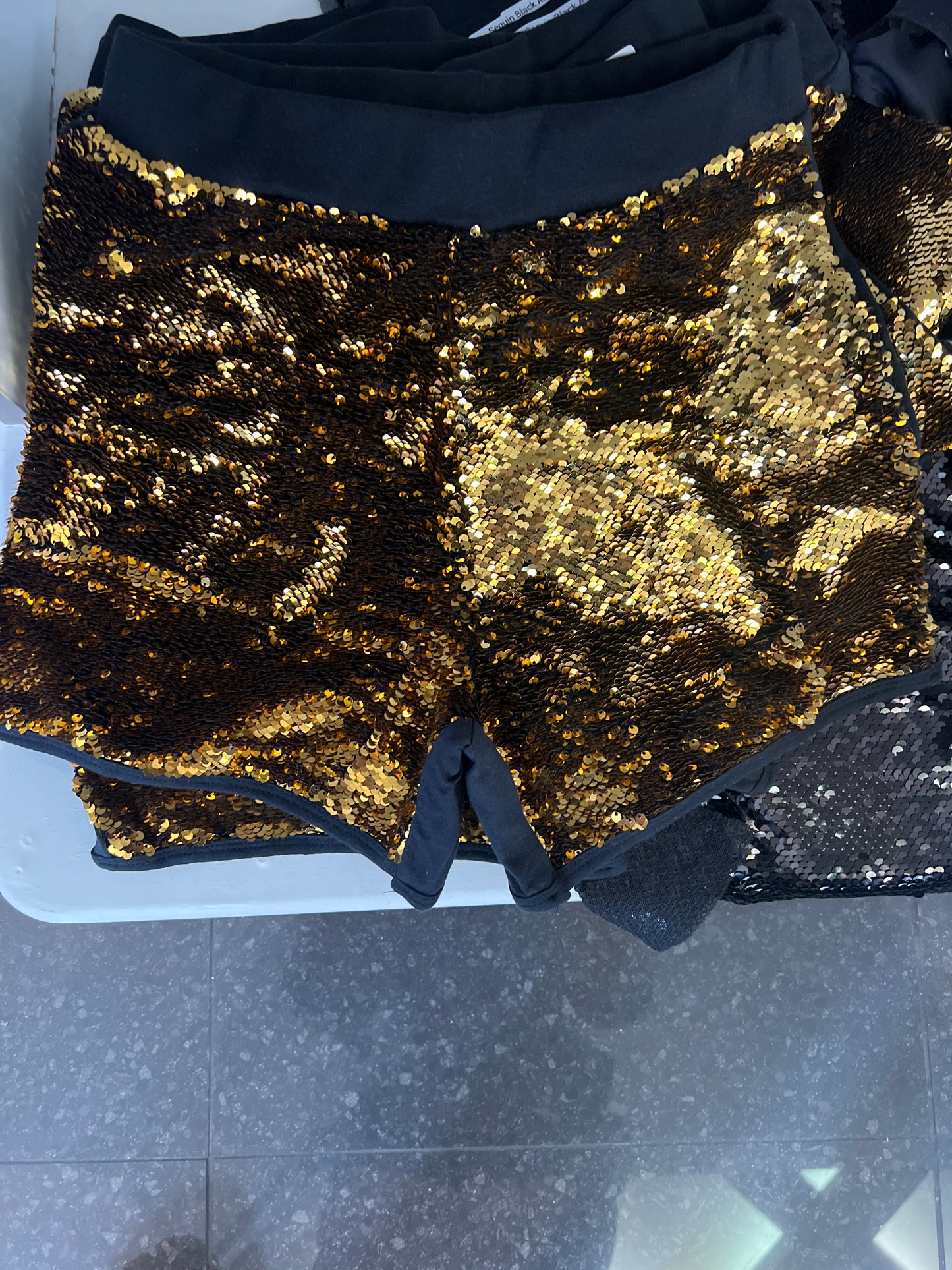 Sequin Black And Gold Shorts