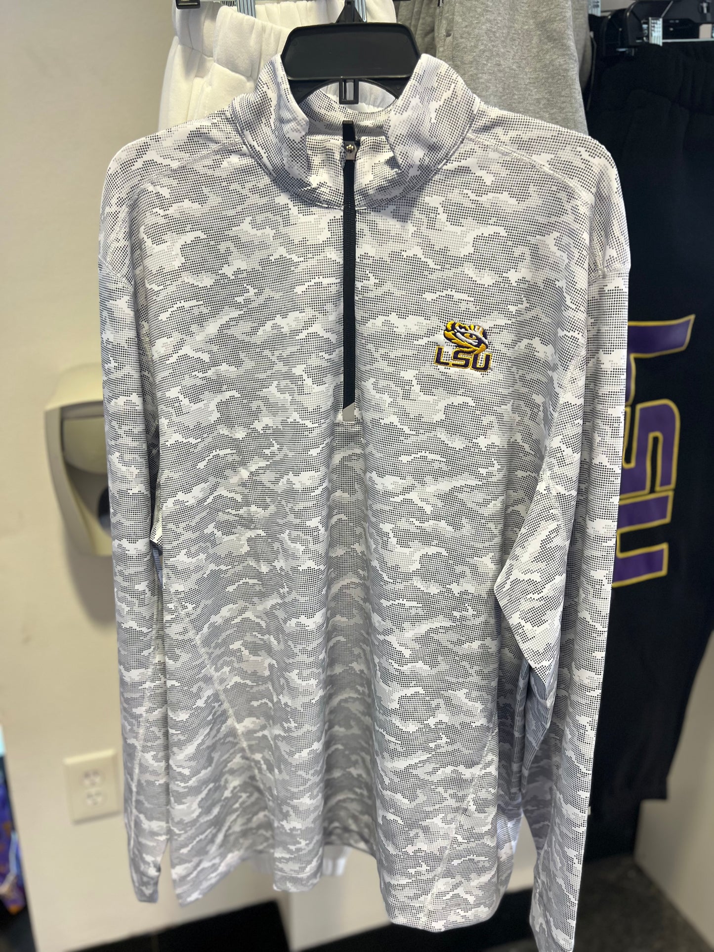 Men LSU Traverse Camo Print Eco Quarter Zip