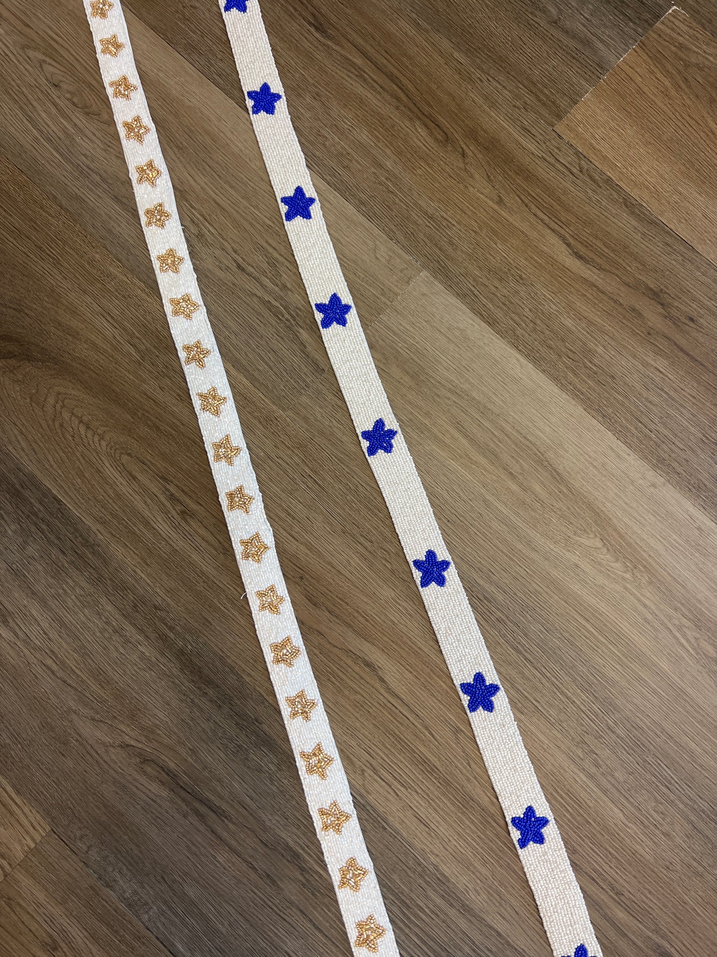 White Beaded Star Strap