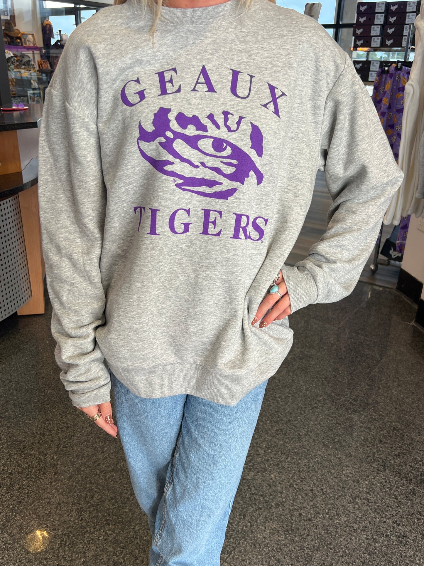 LSU Geaux Tigers Gray Sweatshirt