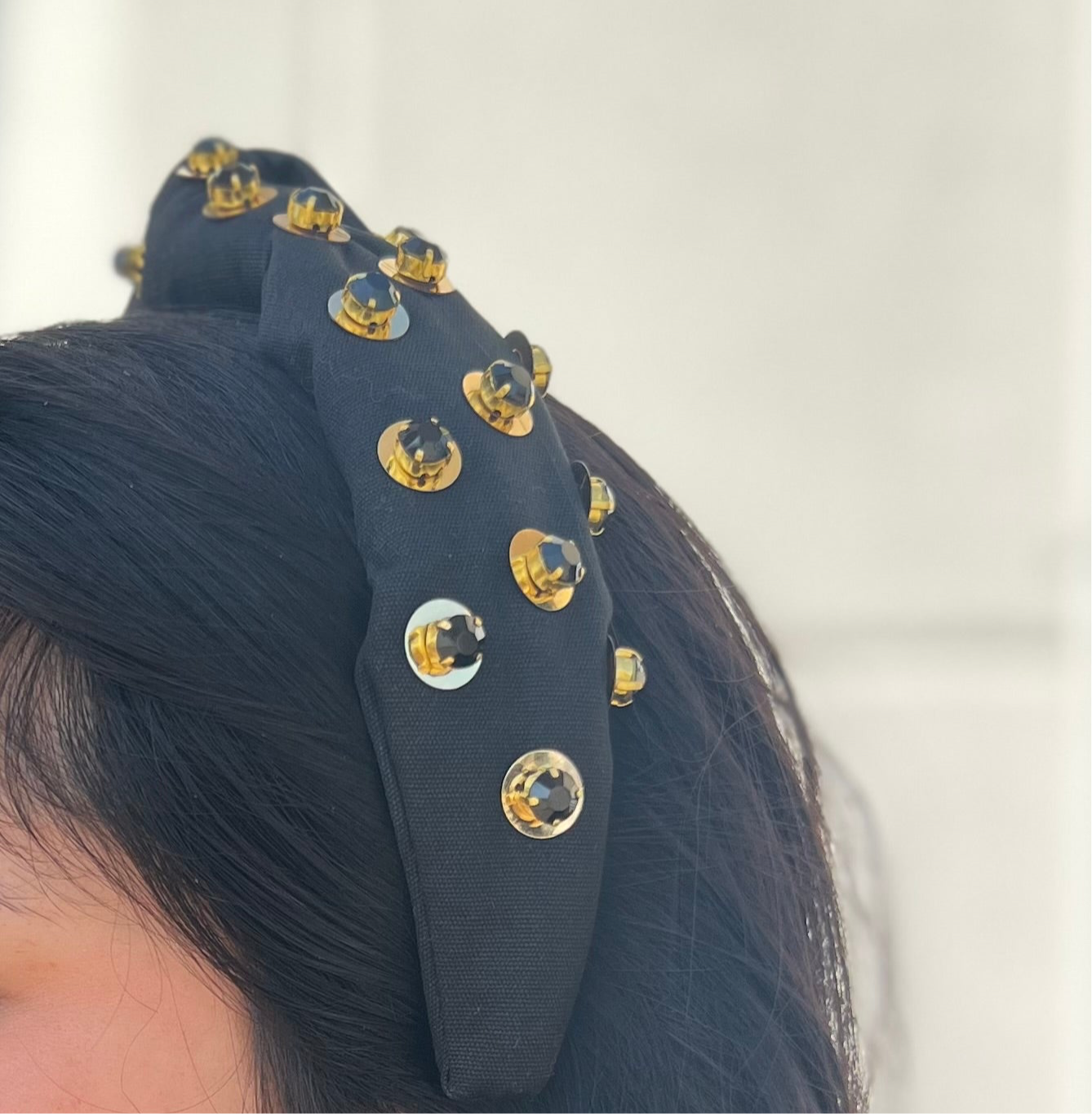 Black And Gold Stud Headband