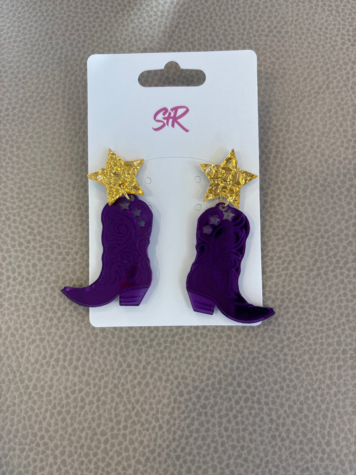 Purple Cowboy Boots Earrings