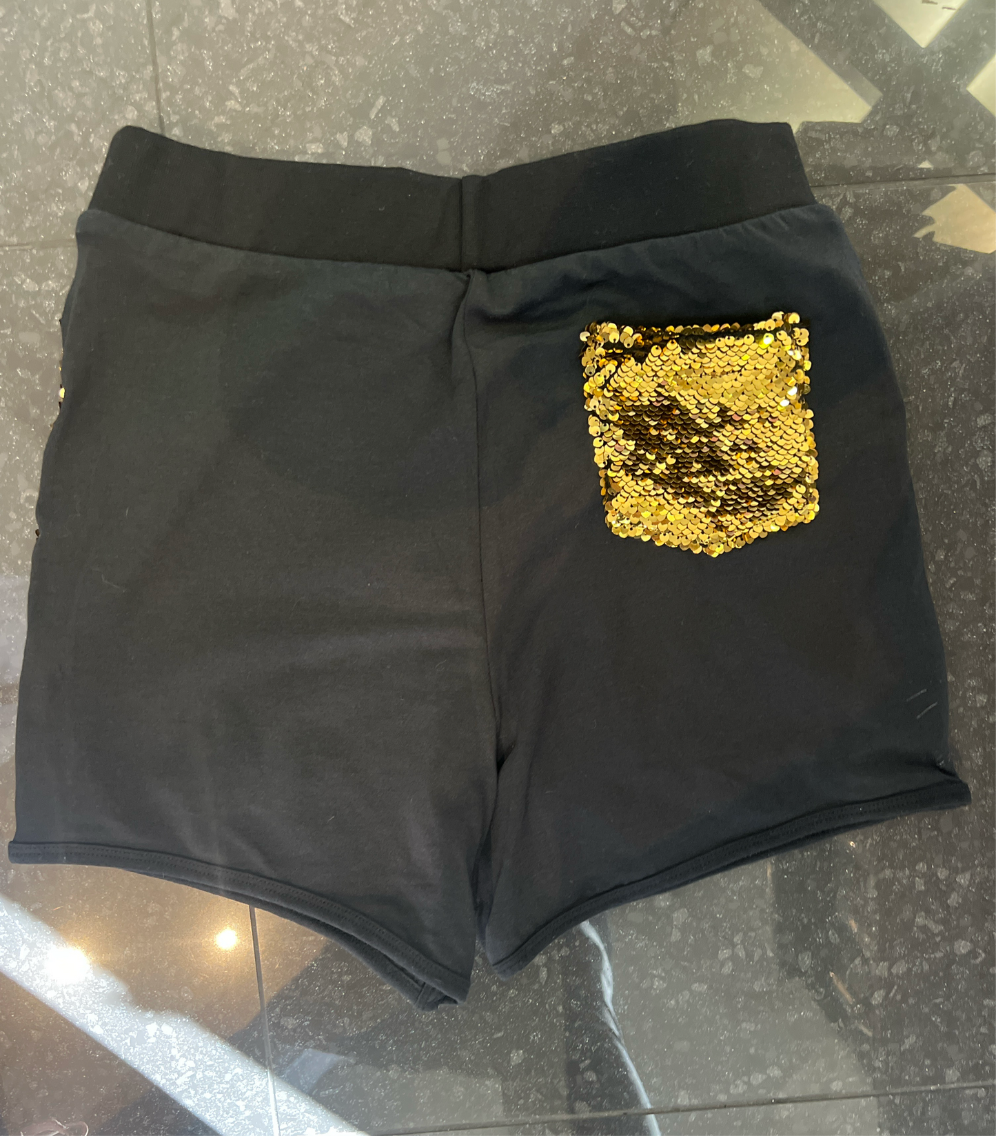 Sequin Black And Gold Shorts