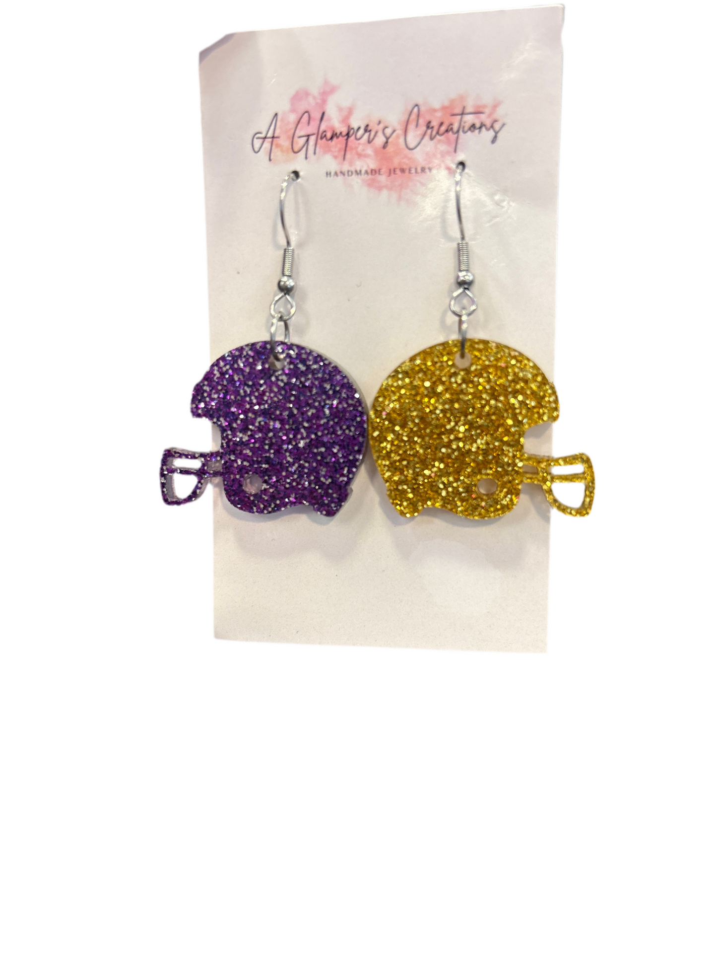 Purple And Gold Helmet Earrings