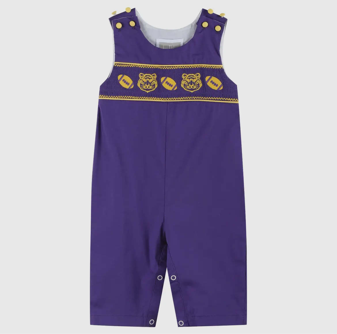 LSU Football And Tiger Smocked Overalls