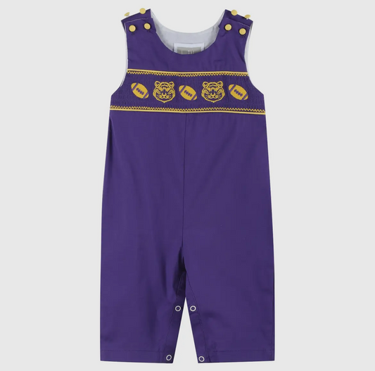 LSU Football And Tiger Smocked Overalls