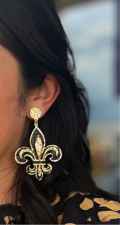 Fleur De Lis  Outline Gold Earrings