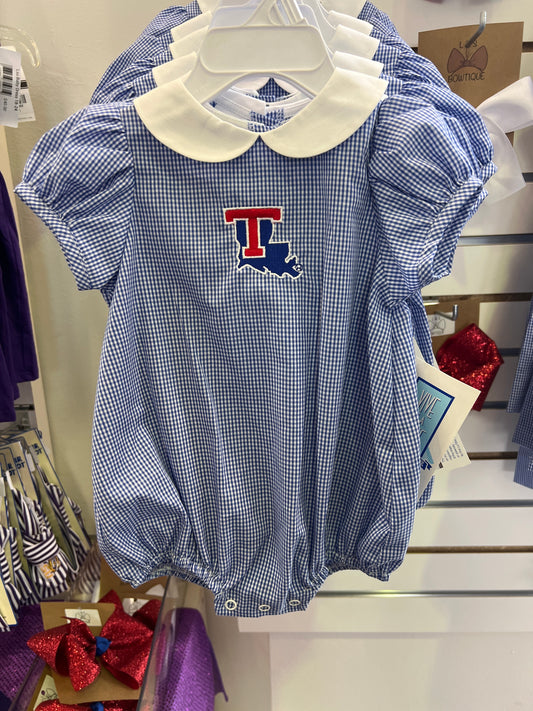 Infant Girls La Tech Gingham Bubble