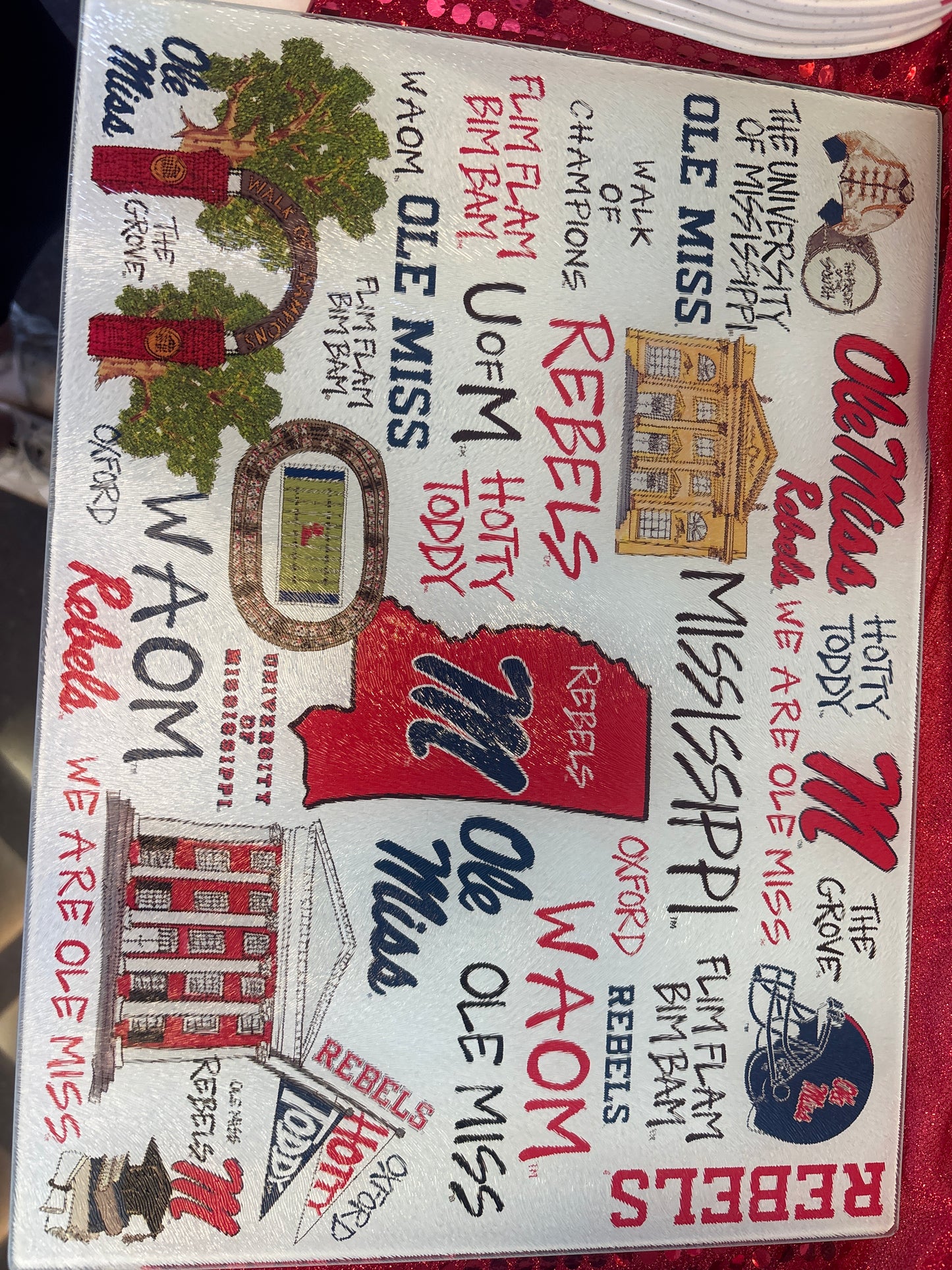 Ole Miss Tempered Glass Board