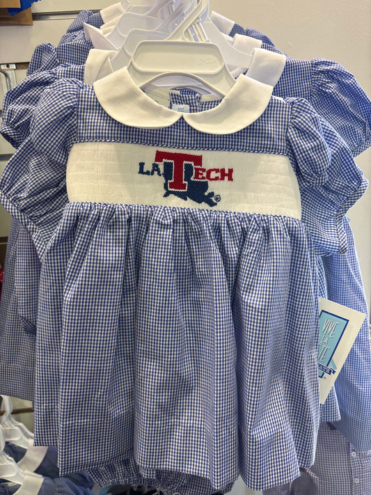 Girls Louisiana Tech Bulldogs Royal Gingham