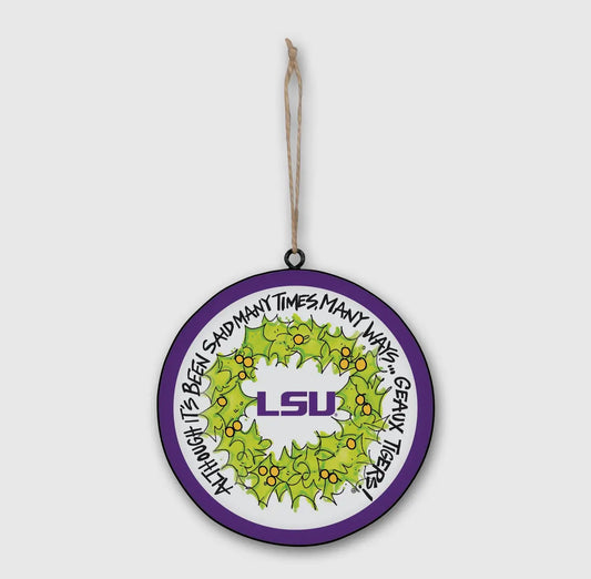 LSU Metal Wreath Ornament