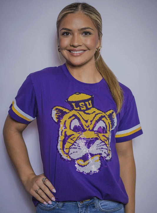 Lsu Vintage Sequin Tiger Shirt