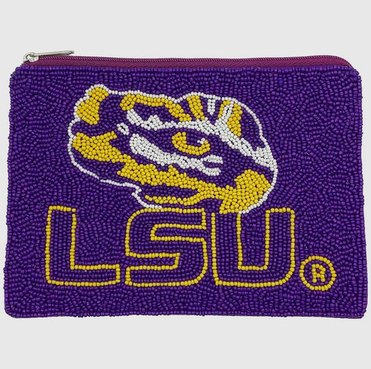 LSU Tiger Eye Beaded Pouch