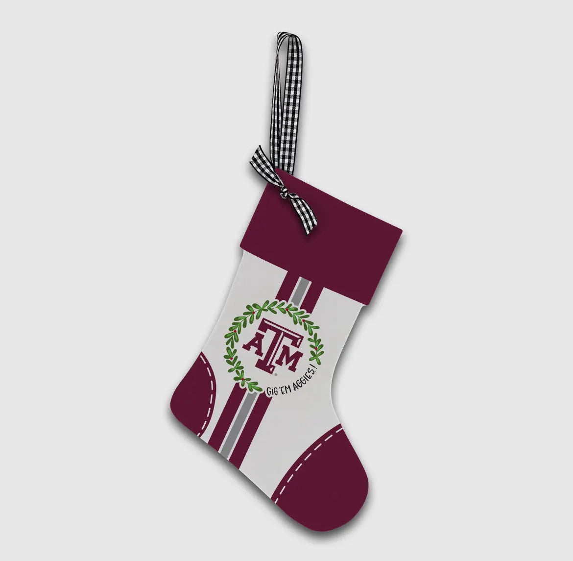 Texas A&M Wood Stocking Ornament