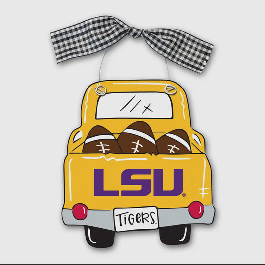 LSU Wooden Truck Ornament