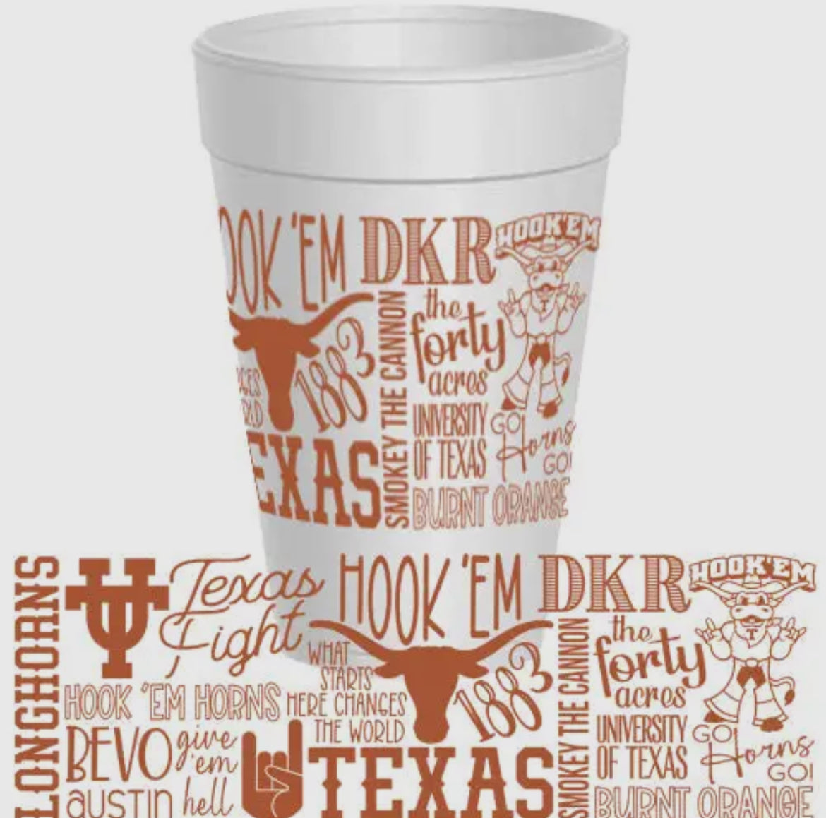 Longhorns Stryofoam Cups (10 Pack)