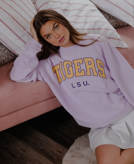 LSU Corded Sweatshirt Light Purple