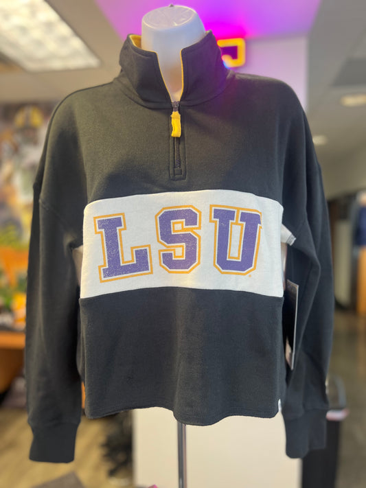 Half Zip Crop LSU Black