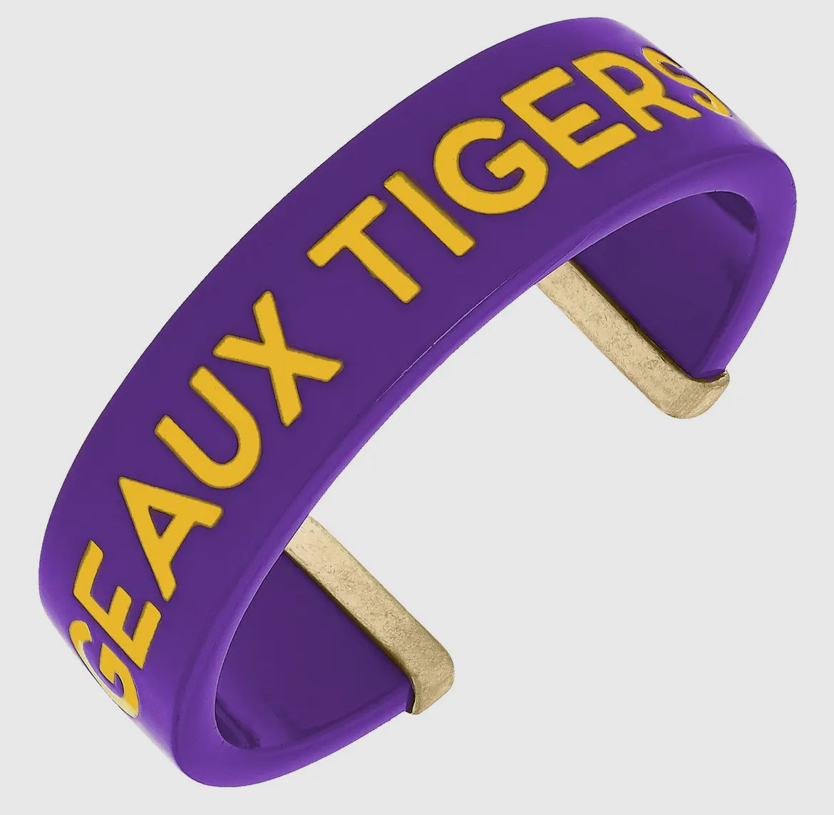 Resin Geaux Tigers Logo Cuff Bracelet Purple