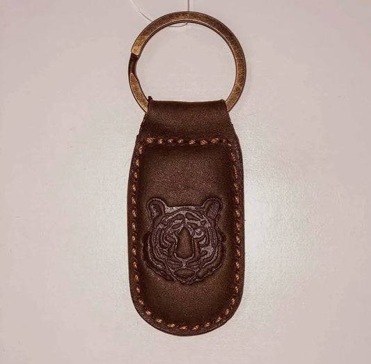 Tiger Embossed LeatherKeychain