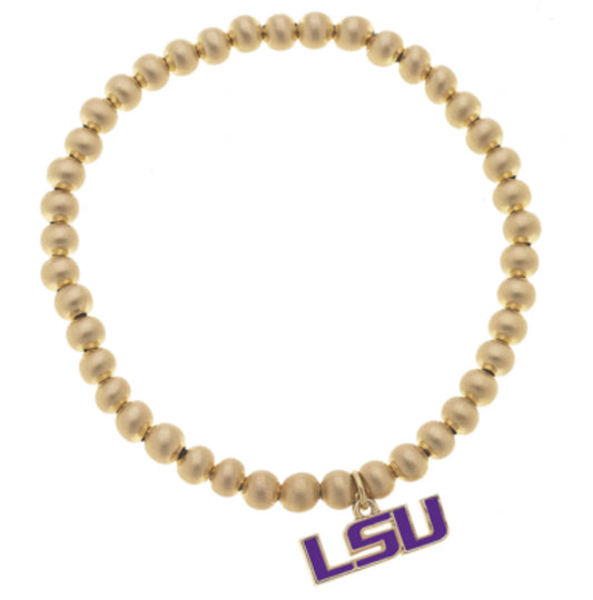 Lsu Ball Bead Stretch Bracelet