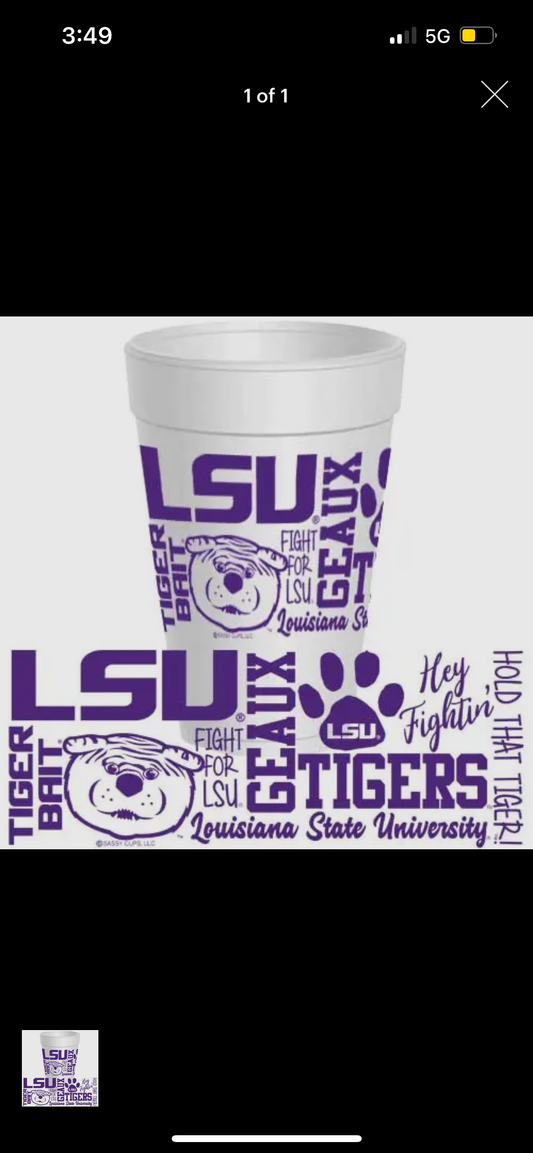 Lsu Traditions Wrap Stryofoam Cups (10 Pack)