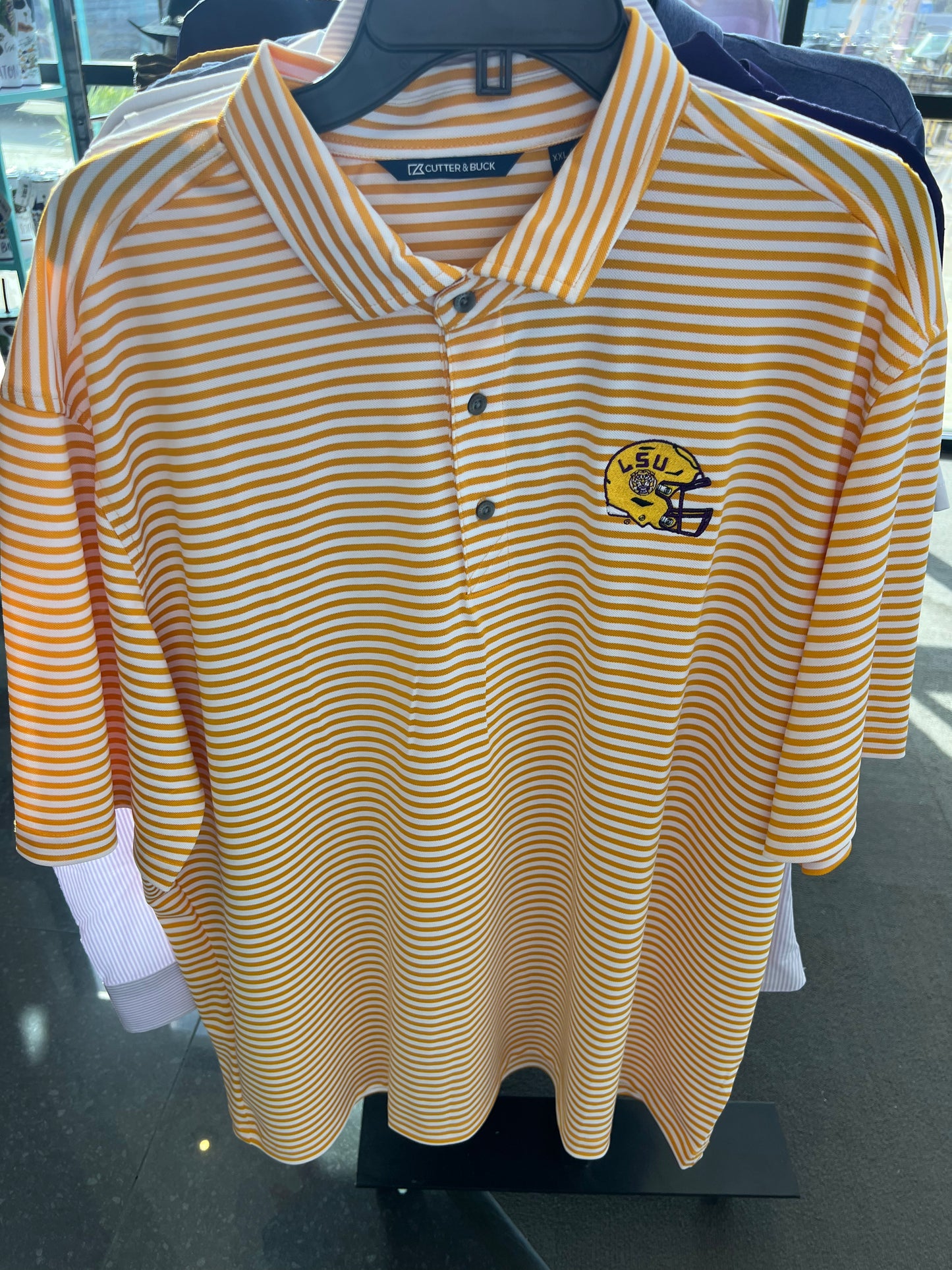 Mens Virtue Gold Striped Polo