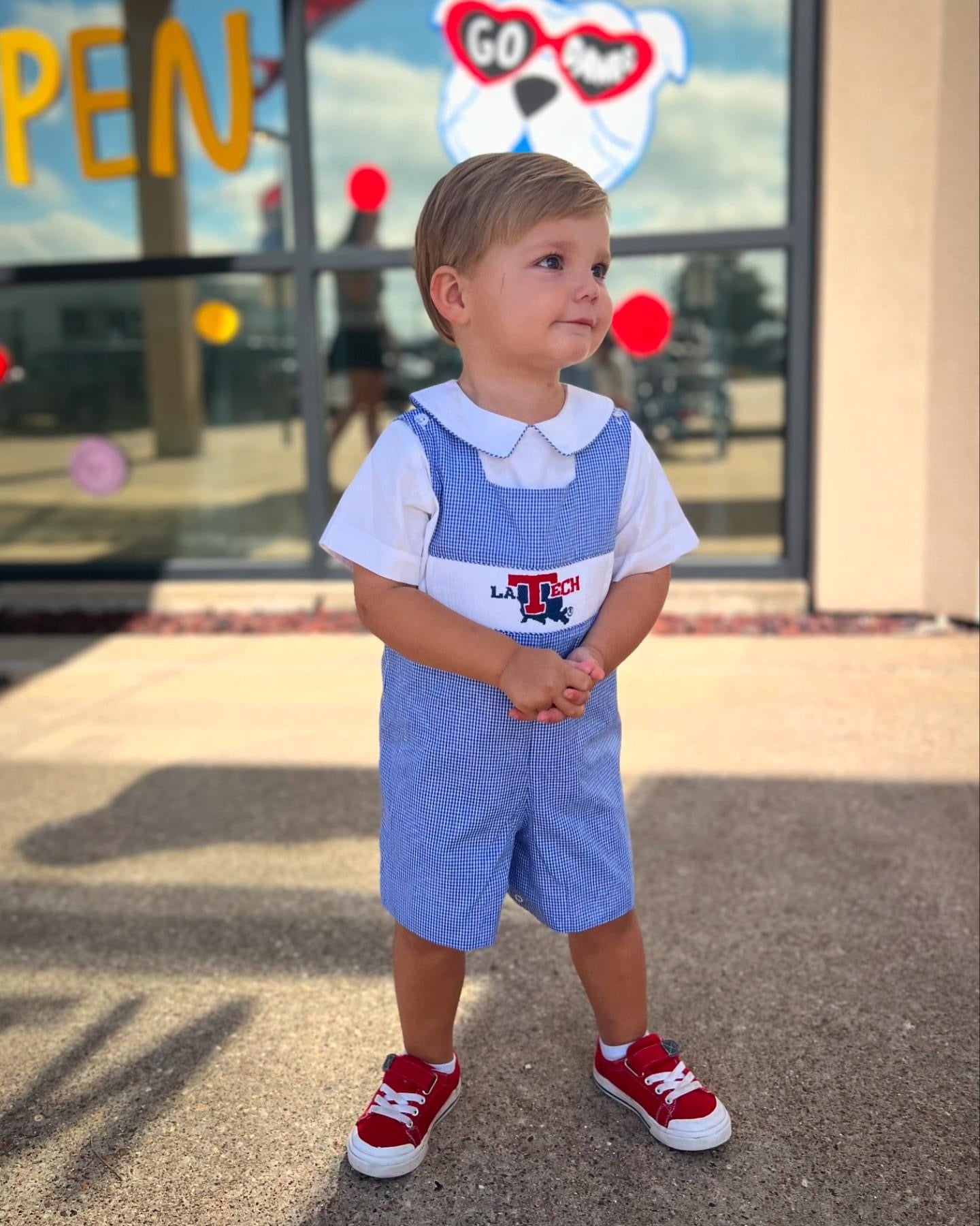 Boys Louisiana Tech Bulldogs Smocked Royal Gingham 12M