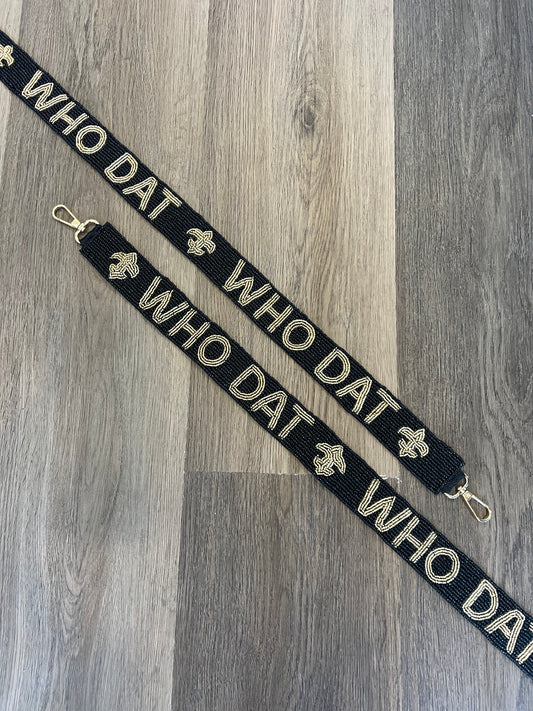 Black Beaded Who Dat Purse Strap