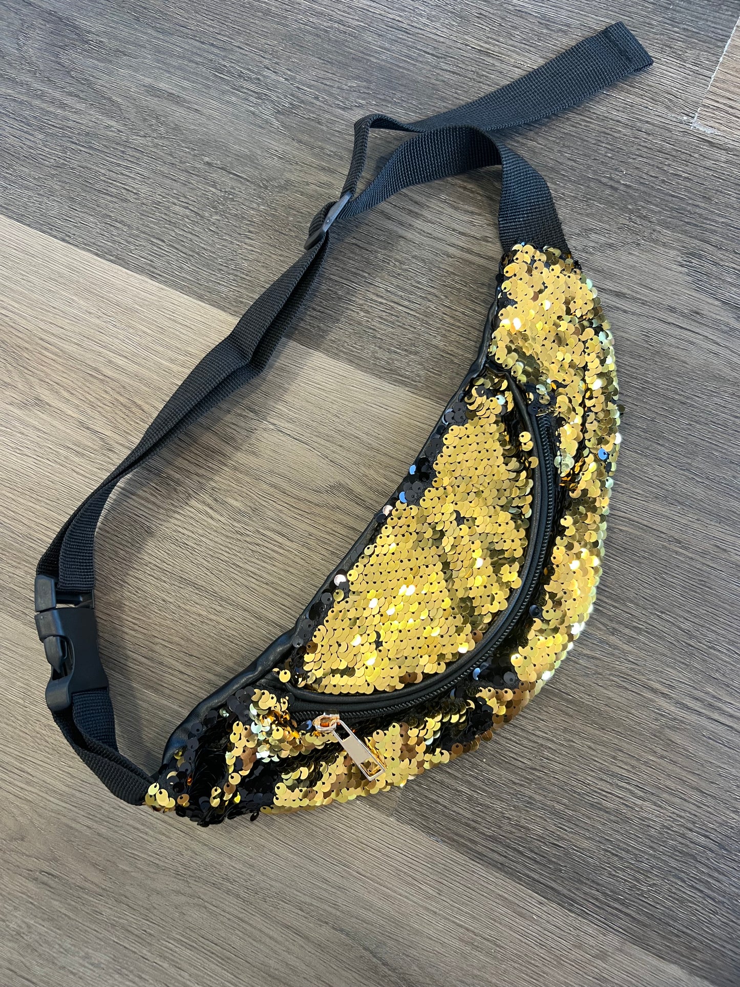 Black And Gold Sequin Fanny Pack