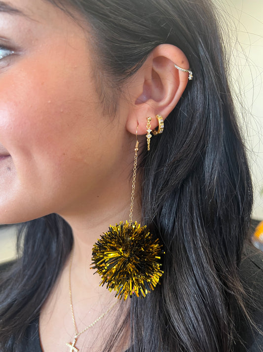 Black And Gold Party Pom Dangle