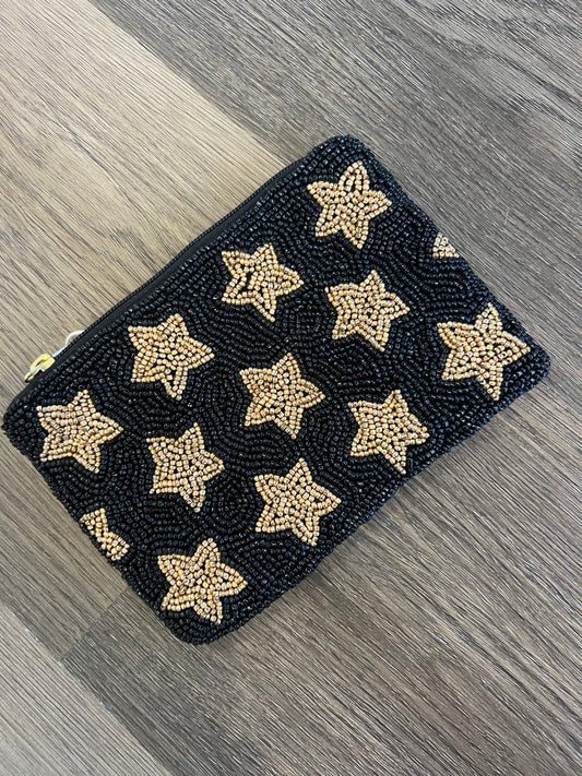 Blàck Gold Stars Zip Pouch