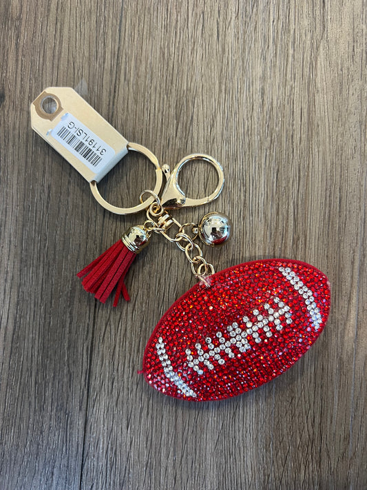 Bright Red Football Keychain