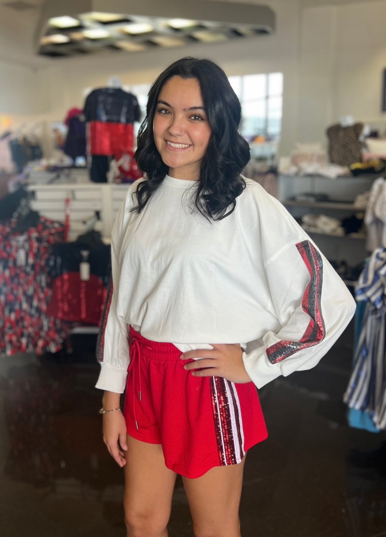 Black And Red Sequin Sweatshirt