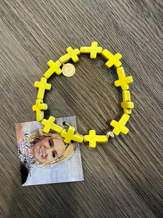 Cross Stretched Bracelet Yellow