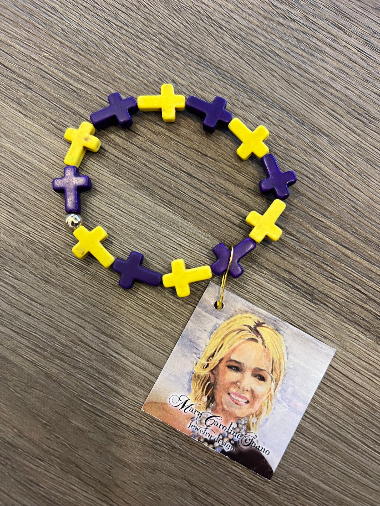 Cross Stretch Purple And Yellow Bracelet