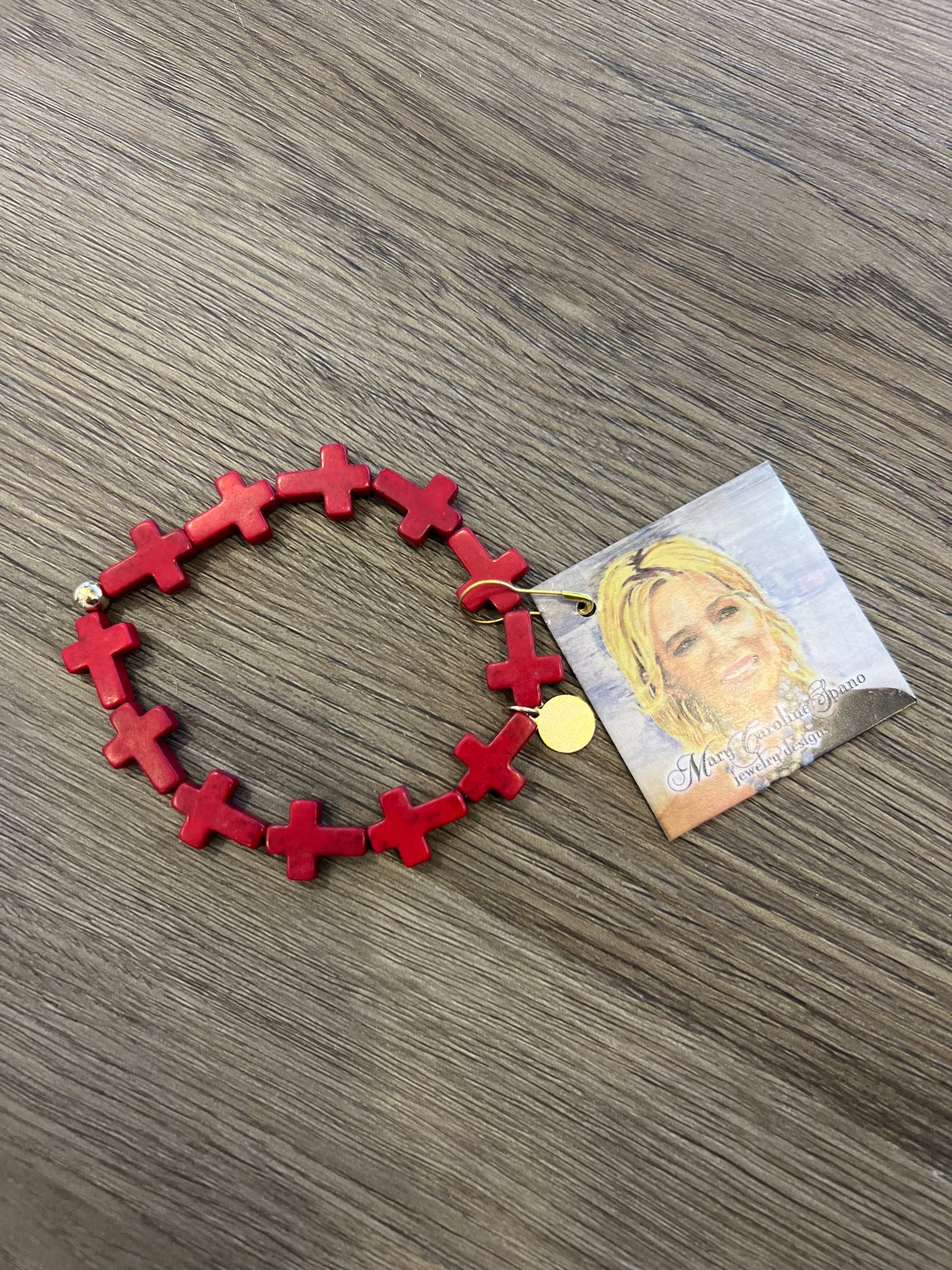 Cross Stretch Bracelet Red