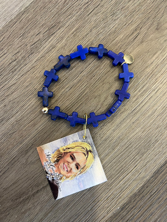 Cross Stretch Royal Blue Bracelet