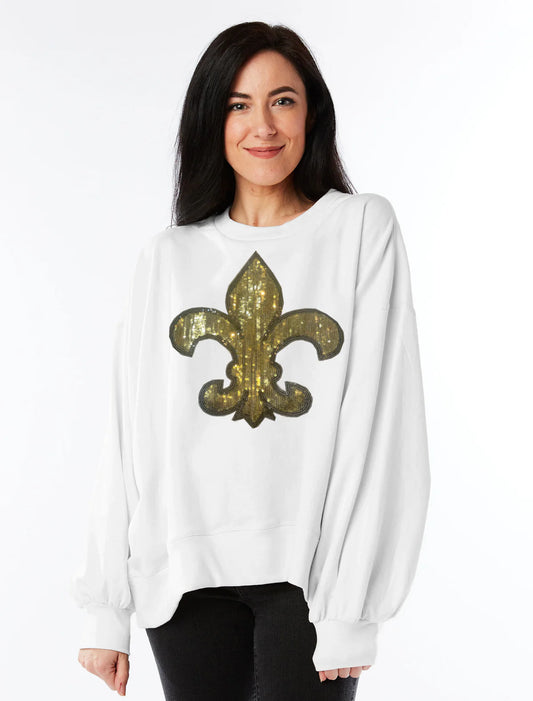 Fleur De Lis Sequin Pullover