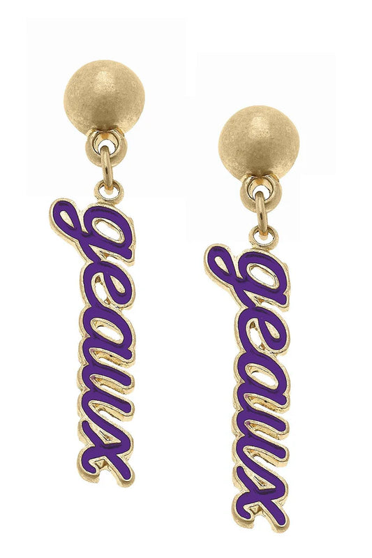 GEAUX Script Earrings